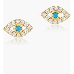 Adorina NWOT 14k yellow gold plated evil eye stud earrings